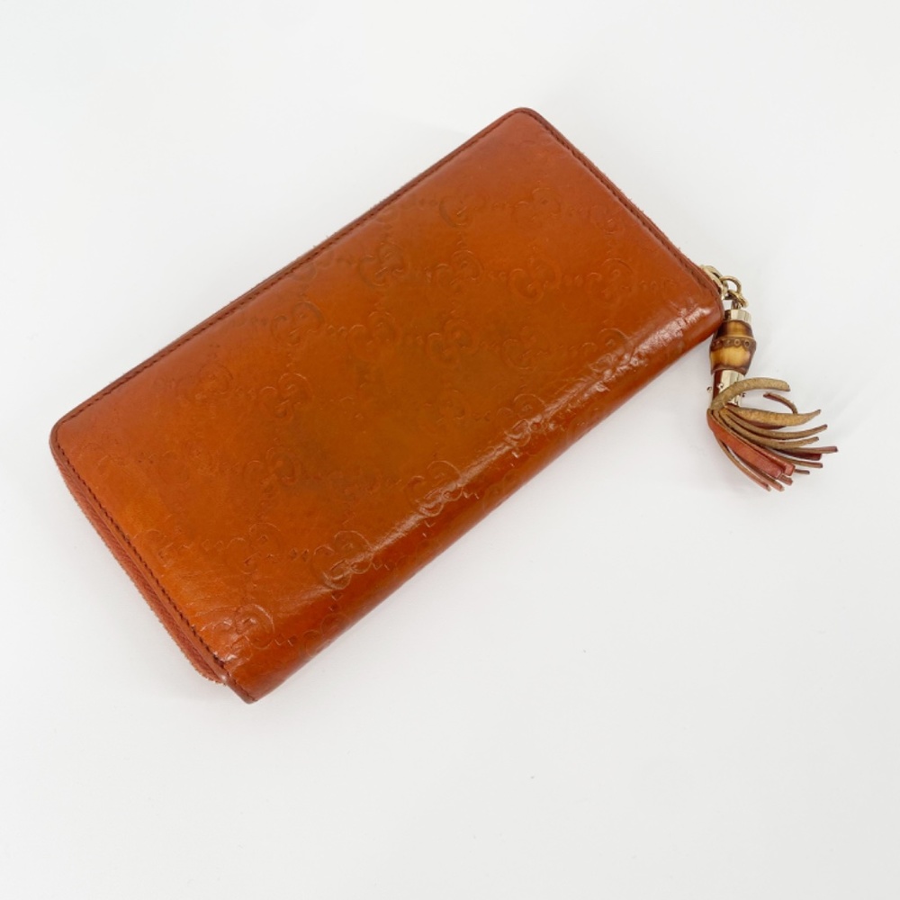 Gucci Tan Guccisima Leather Bamboo Tassel Long Zippy Wallet - Picture 3 of 12